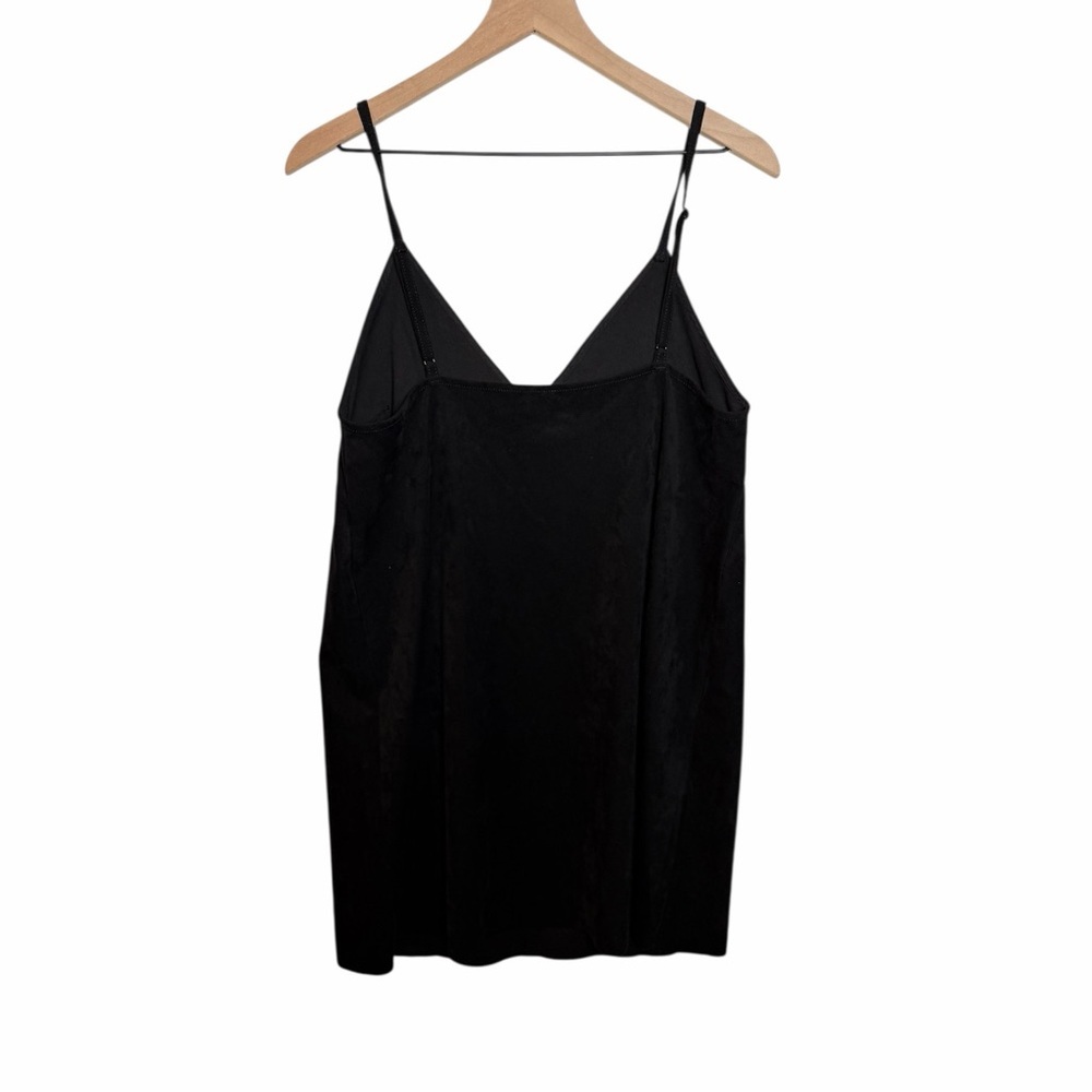 Wilfred Free Black Faux Suede Slip Dress Minimal Spaghetti Strap Aritzia L - Picture 5 of 8